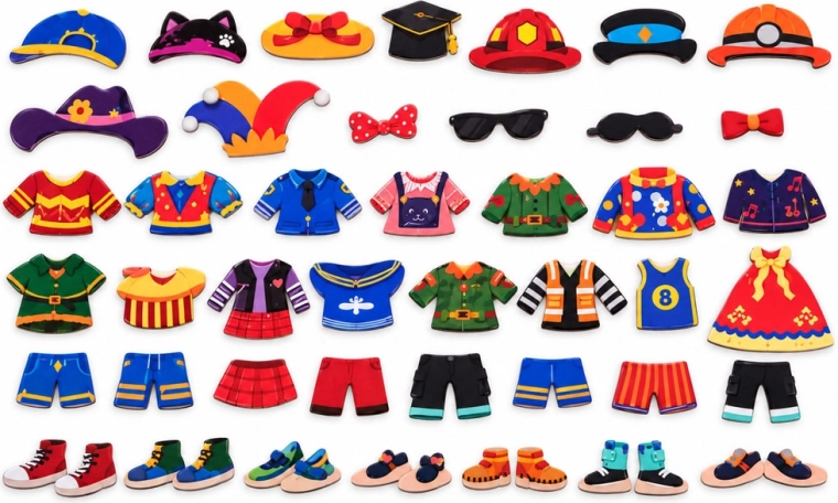 59 magnetic pieces for creative dress-up