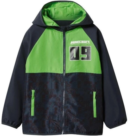 Children's Minecraft Windbreaker Jacket, Black-Green
