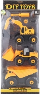 Set of Screw-Together Construction Vehicles for Kids