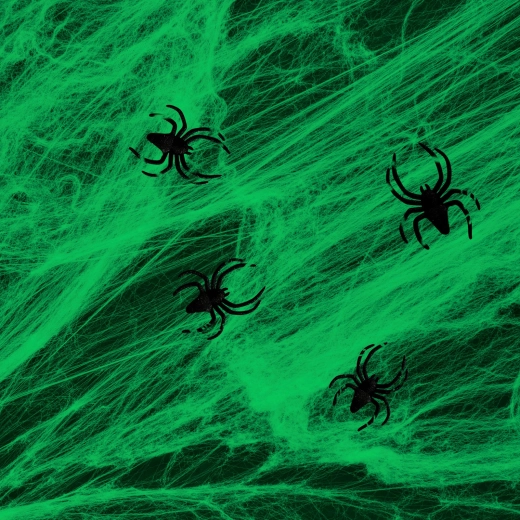 Green Halloween Spider Web with Spiders