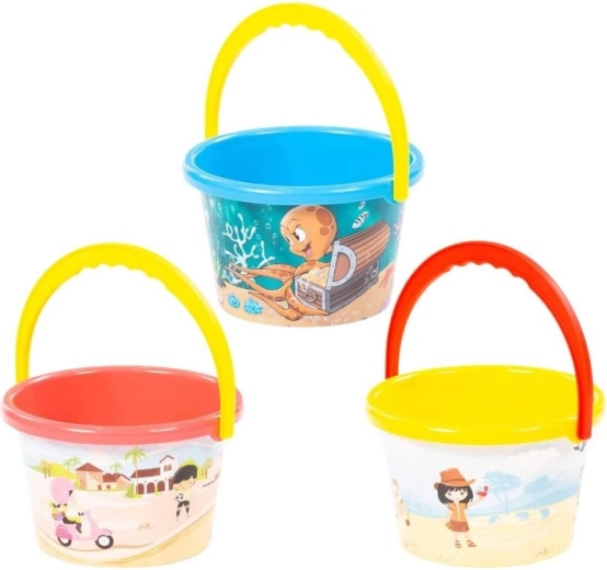Medium plastic bucket with print - 1 piece