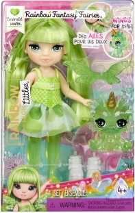 Rainbow High малка феерична сестричка Emerald – зелена кукла с крила и любимец