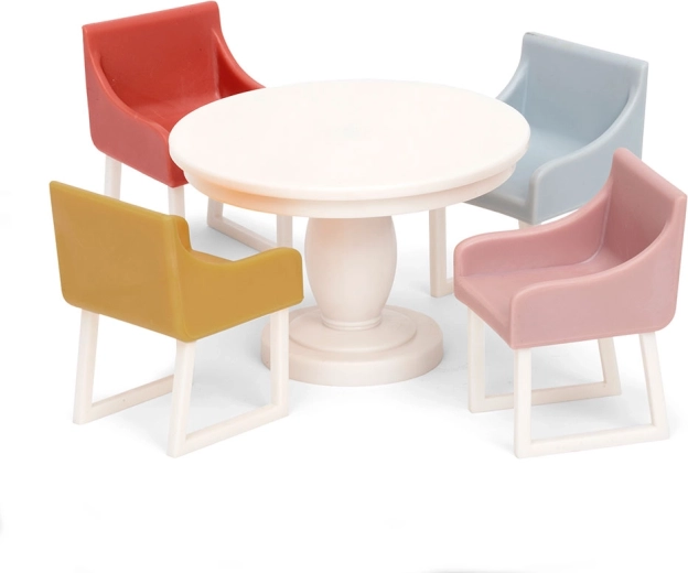 Dining set for the Lundby Basic dollhouse – round table and 4 chairs