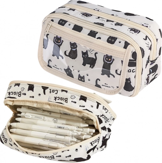 School pencil case with black cats motif 21 cm