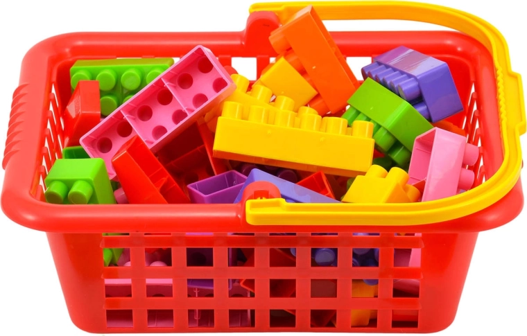 Practical basket and lots of colorful pieces