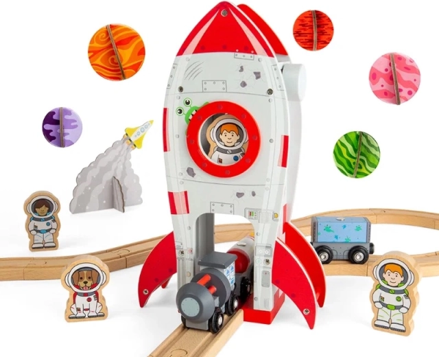 Bigjigs Rail Space Rocket – Wooden Tunnel for Train Set