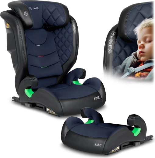 Детско столче за кола Nukido Louis 100–150 см ISOFIX, черно-матроско