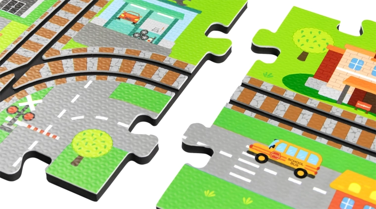 3D пяна град с релси