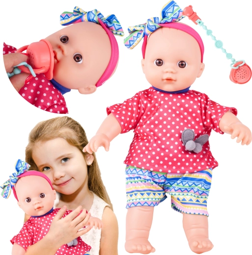 Doll with Headband and Pacifier with Sounds