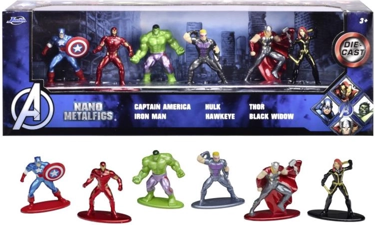 метални колекционерски нано фигурки MARVEL AVENGERS, комплект 6 бр. (4 см)