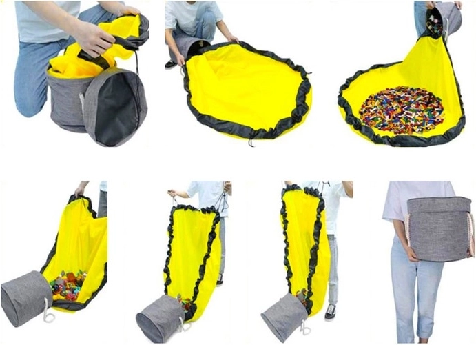 2-in-1: play mat and bag for quick clean-up