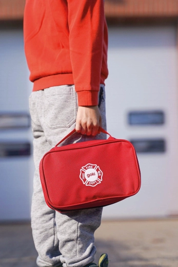 Firefighter emergency bag with wooden accessories