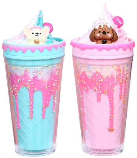Cup with Lid and Straw Ice Cream Bear 480 ml – multiple colors