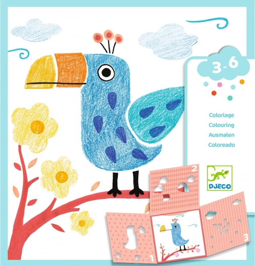 Coloring with Three-Part Stencils DJECO