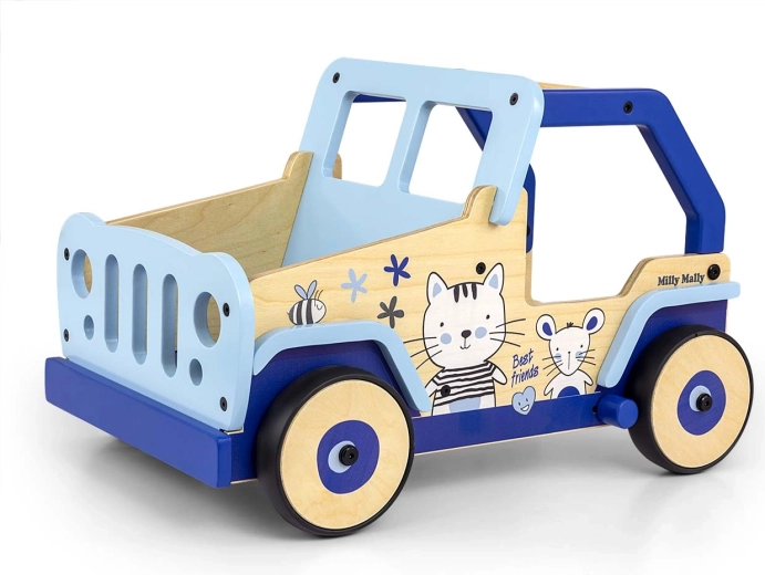Дървена проходилка и буталка-кола Milly Mally Explorer cat and mouse