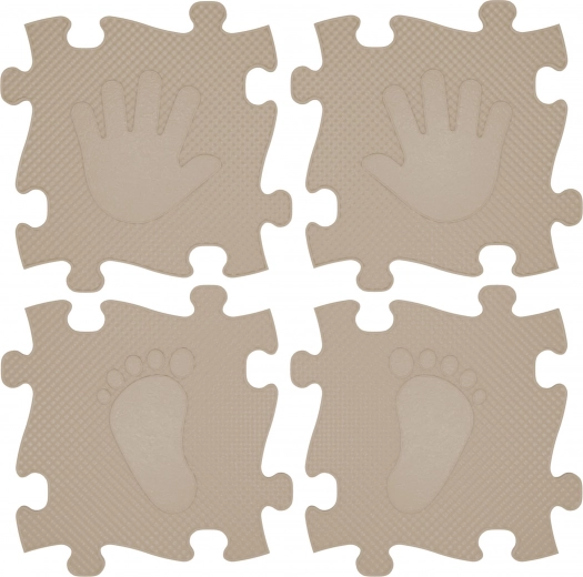 Orthopedic Puzzle Mat for Children - Hands and Feet 16 pcs - Beige