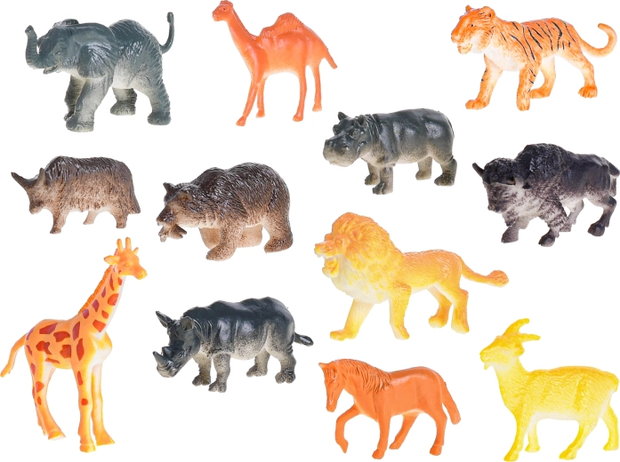 Diverse set of 12 safari animals