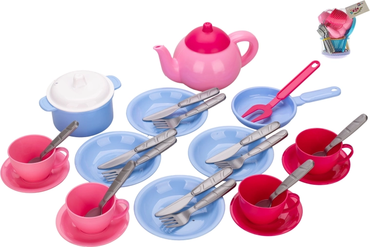 Children's kitchen dish set in a net (30 pieces)