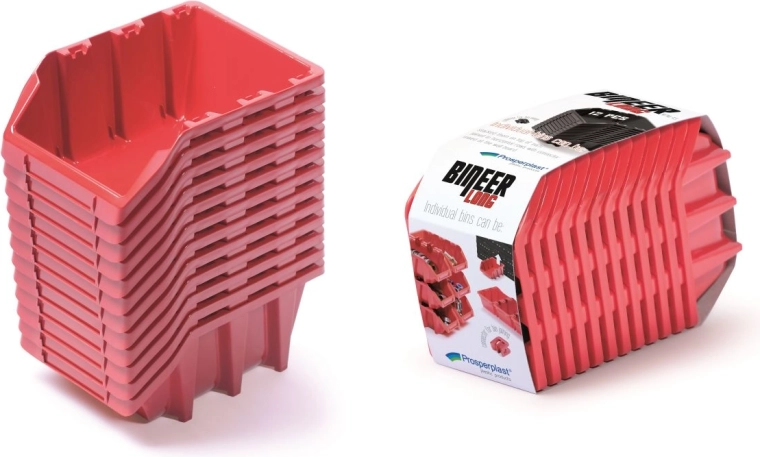Комплект кутии за съхранение 12 бр. Bineer Long 190×77×120 мм – червен