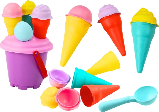 Sand Set Ice Cream Bucket Shovel Pink 6 pcs.