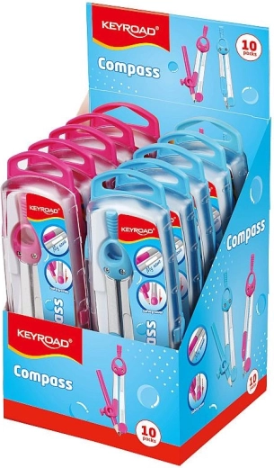 KEYROAD Jelly Bean Compass in Case, Set for Precise Circles