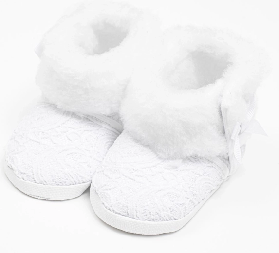 Бебешки зимни дантелени ботушки New Baby бели 3–6 месеца