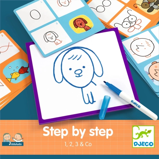 DJECO Step by Step: Learn to Draw 1, 2, 3