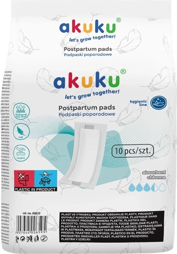 Еднократни супер абсорбиращи следродилни превръзки Akuku, 10 бр.