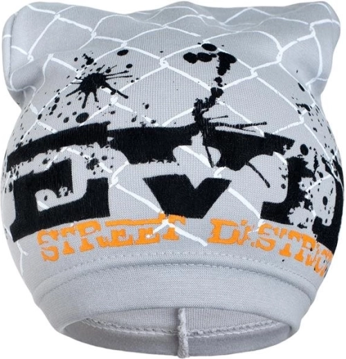 New Baby children's spring hat with lettering, gray