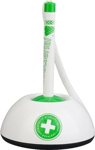 Ballpoint pen with stand and antibacterial treatment ICO