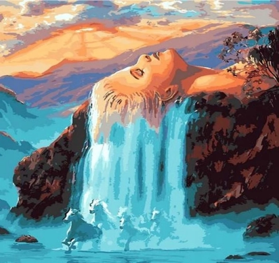 Norimpex Paint by Numbers – Woman by the Waterfall 40 × 50 cm