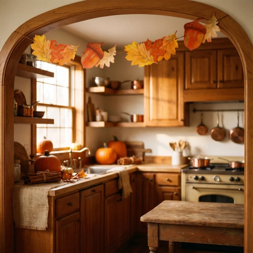 Paper garland with leaves and acorns 152 × 11.6 cm