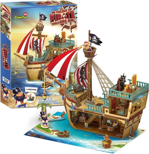 3D puzzle pirate ship with treasure