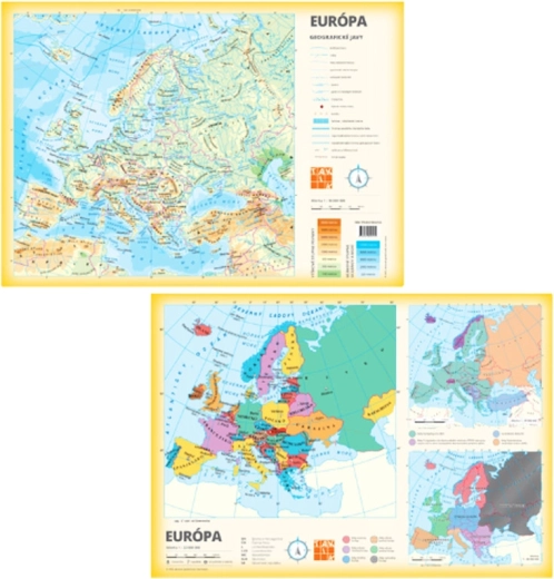 Карта на Европа A3 – двустранна хартиена