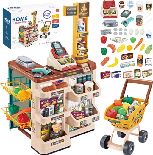 Woopie детски супермаркет с количка, каса, скенер и 48 аксесоара