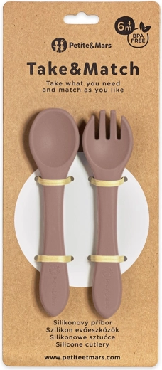 Petite&Mars silicone cutlery take&match velvet latte 6m+