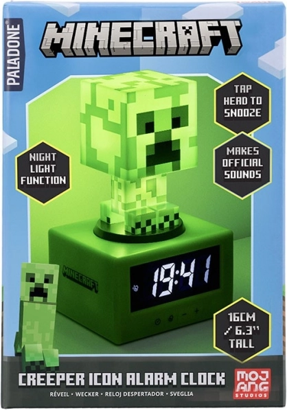 Будилник Minecraft Creeper с нощна светлина 16 см