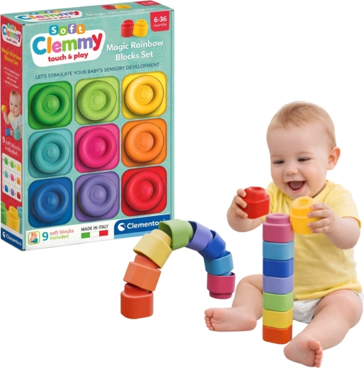 CLEMENTONI Clemmy Магическа дъга – меки сензорни кубчета, 9 бр.