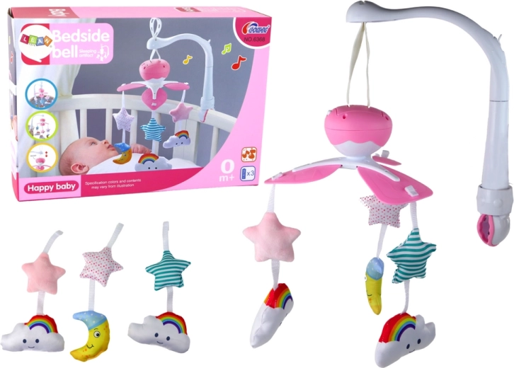 Pink Crib Mobile with Music Sky