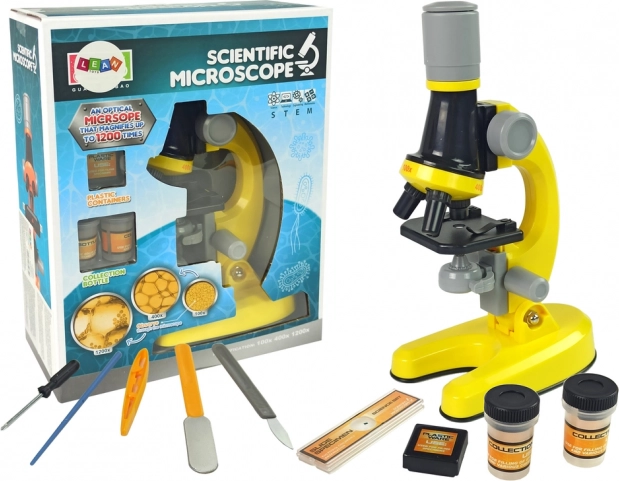 Microscope Junior Educational Set Yellow 100x 400x 1200x