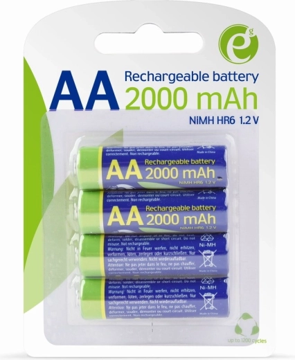 AA NiMH 2000 mAh pre-charged rechargeable batteries – blister pack of 4 pcs