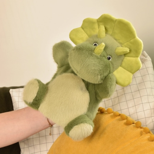 Histoire d'Ours plush dinosaur hand puppet, green, 24 cm