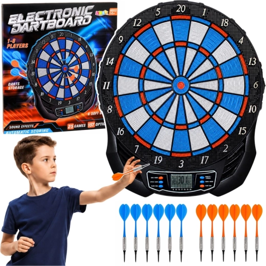 Electronic dartboard with LCD, 25 games and 176 variations