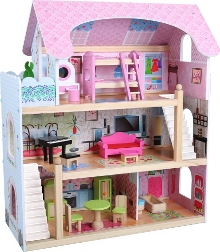 Wooden Dollhouse Mila with 16 Accessories BABU