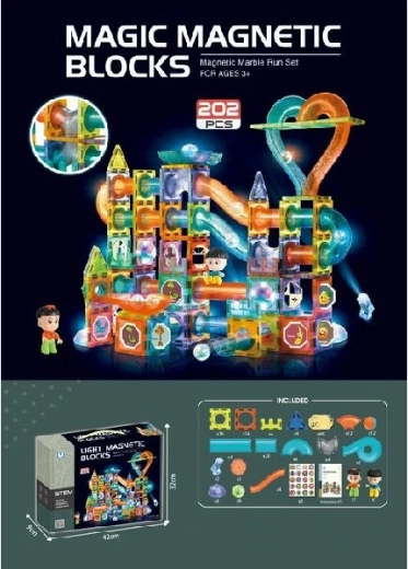 Магнитен 3D конструктор със светлина, 202 части