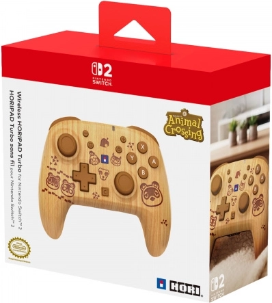 HORIPAD Turbo Animal Crossing Wood Brown Wireless Controller for Nintendo Switch