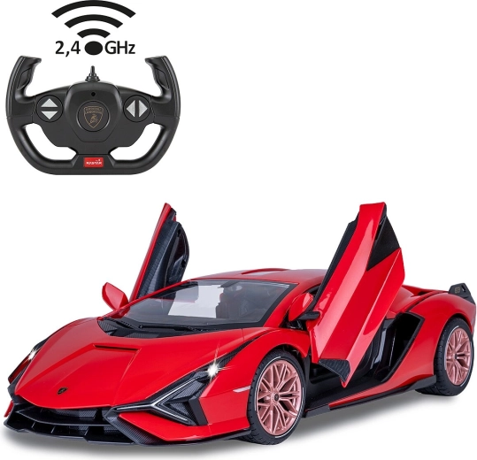 Jamara Lamborghini Sián FKP 37 RC кола 1:14 червена 2,4 GHz с LED и ръчно отварящи се врати