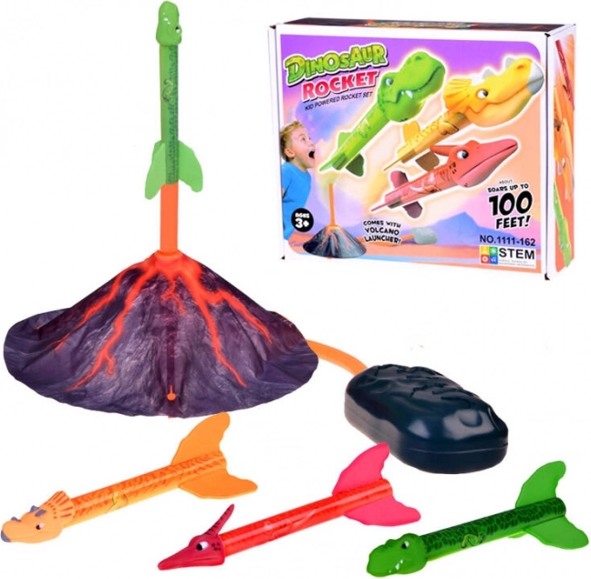 Volcano launcher set of dinosaur rockets for kids