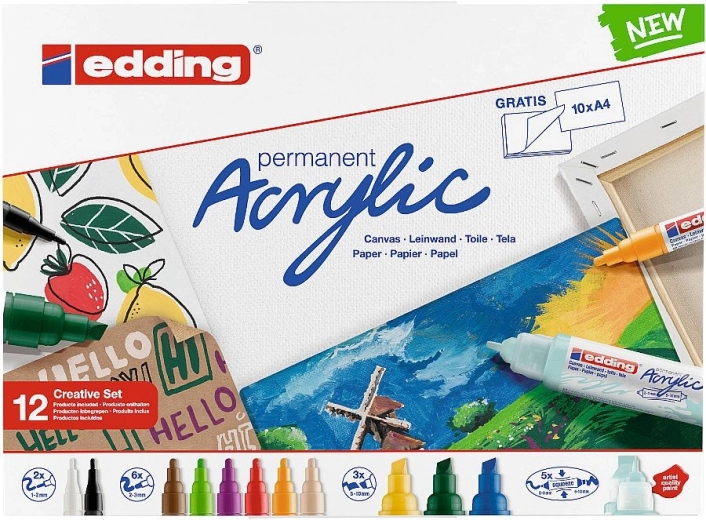 Акрилни маркери Edding Creative – комплект 12 цвята