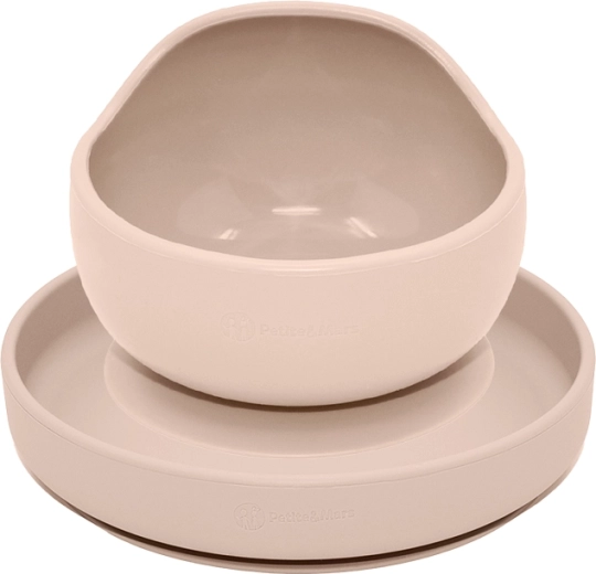 Petite&Mars Take&Match silicone dining set, plate and bowl, Desert Sand - 2 pcs